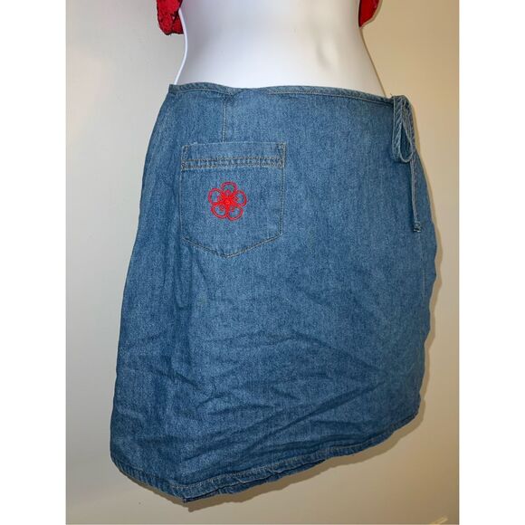 Vintage Y2K Jean Denim Mini Skirt 100% Cotton XS-S - Picture 1 of 8